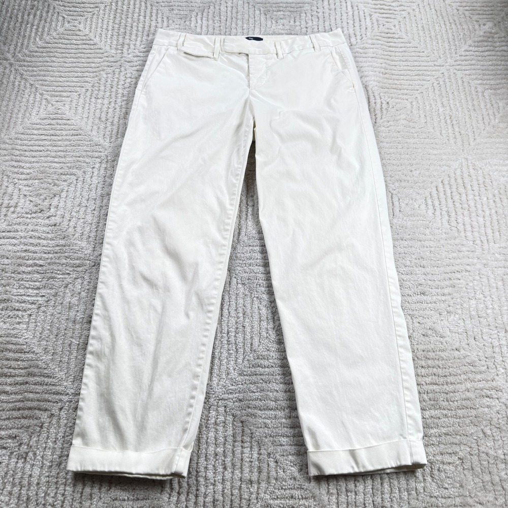 Gap Chino Pants Women's 2 White Stretch Minimalist Preppy Clean Girl Nautical
